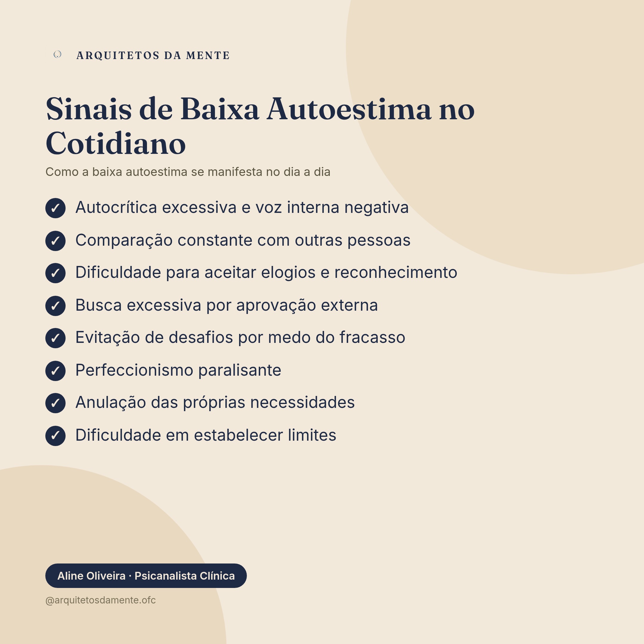 Infográfico sobre autoestima baixa — Lista dos principais sinais de baixa autoestima no cotidiano