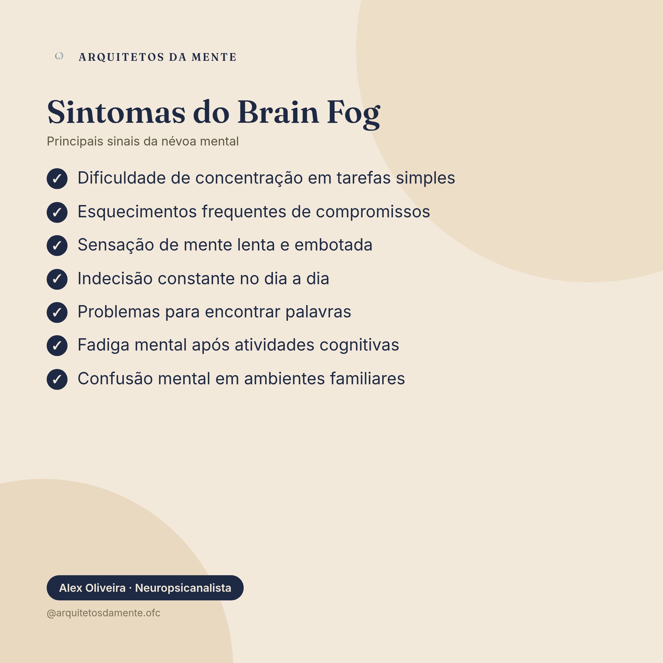 Ilustração explicativa dos sintomas do brain fog e névoa mental no sistema nervoso