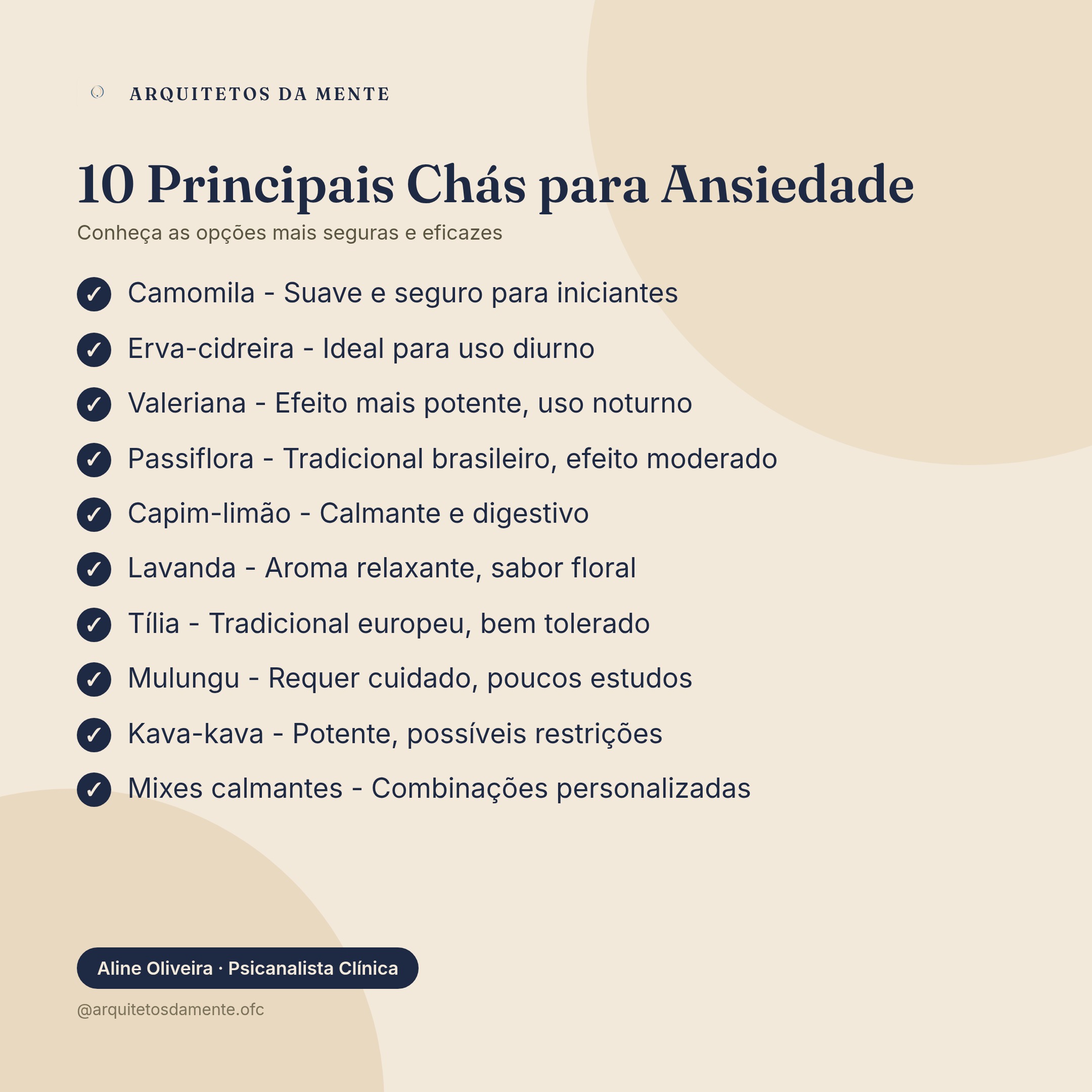 Infográfico sobre chá para ansiedade — os 10 principais chás para ansiedade e seus benefícios