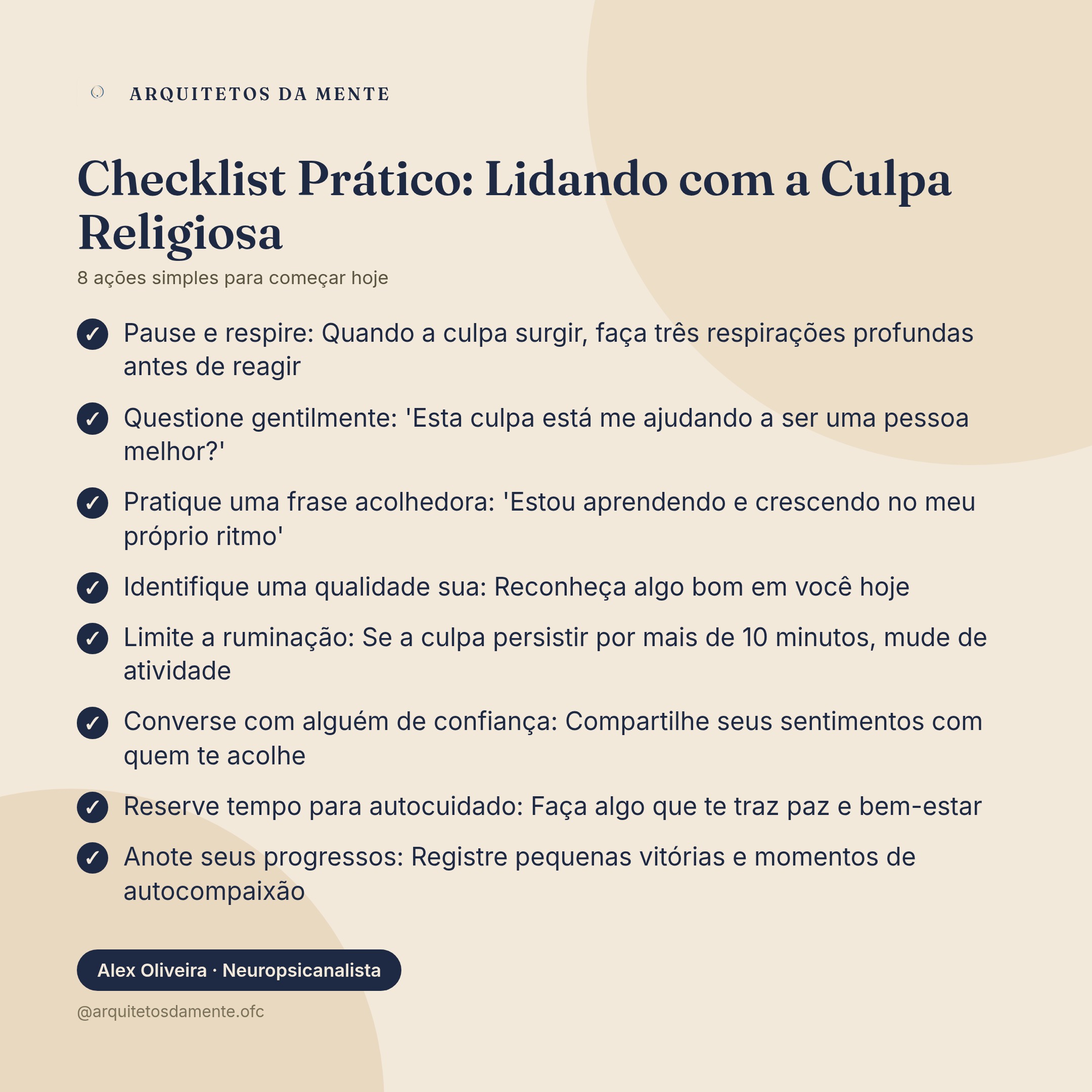 Checklist prático para lidar com culpa religiosa: 8 ações simples de autocuidado e autocompaixão para o bem-estar emocional diário