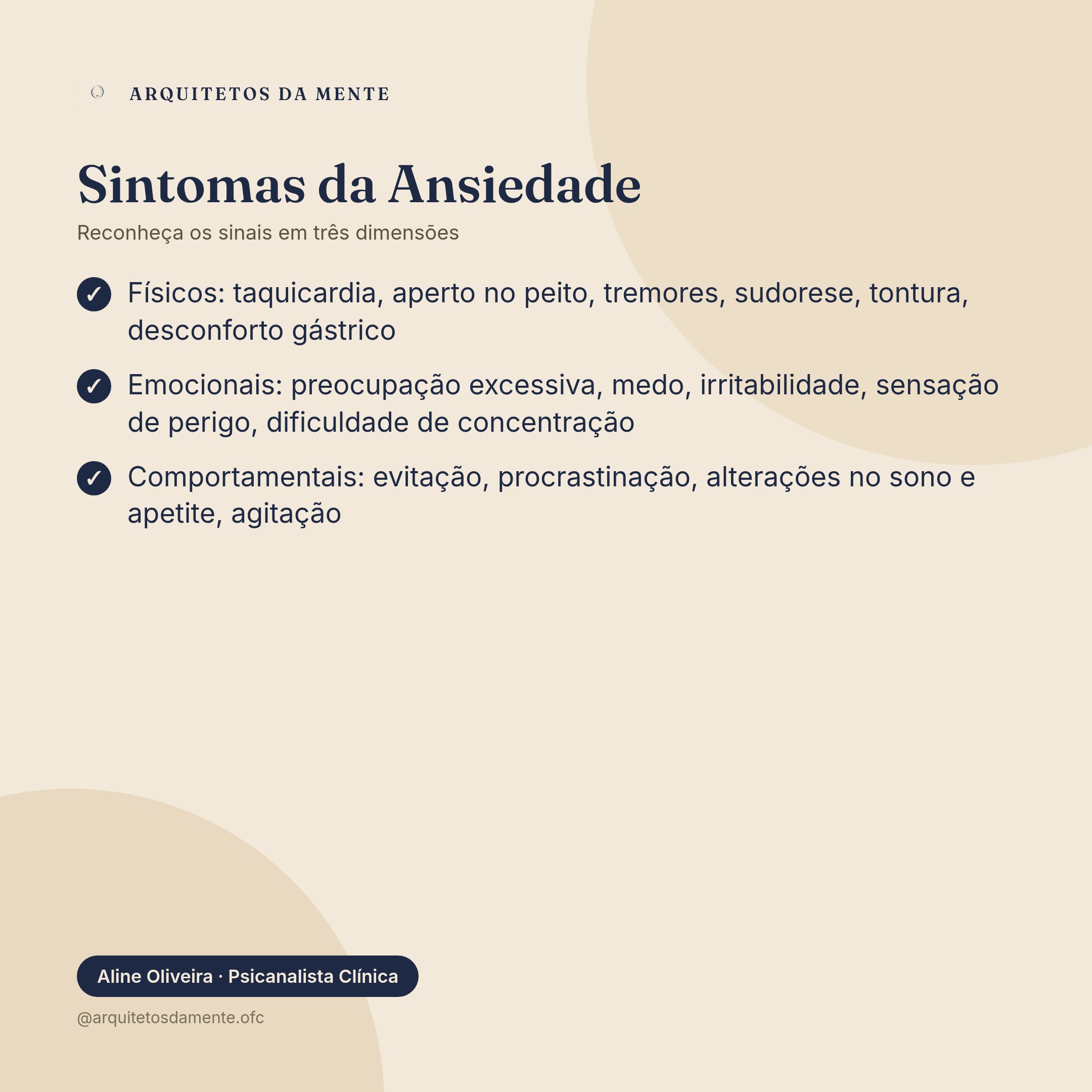 Infográfico sobre o que é ansiedade — Infográfico sobre os sintomas físicos, emocionais e comportamentais da ansiedade