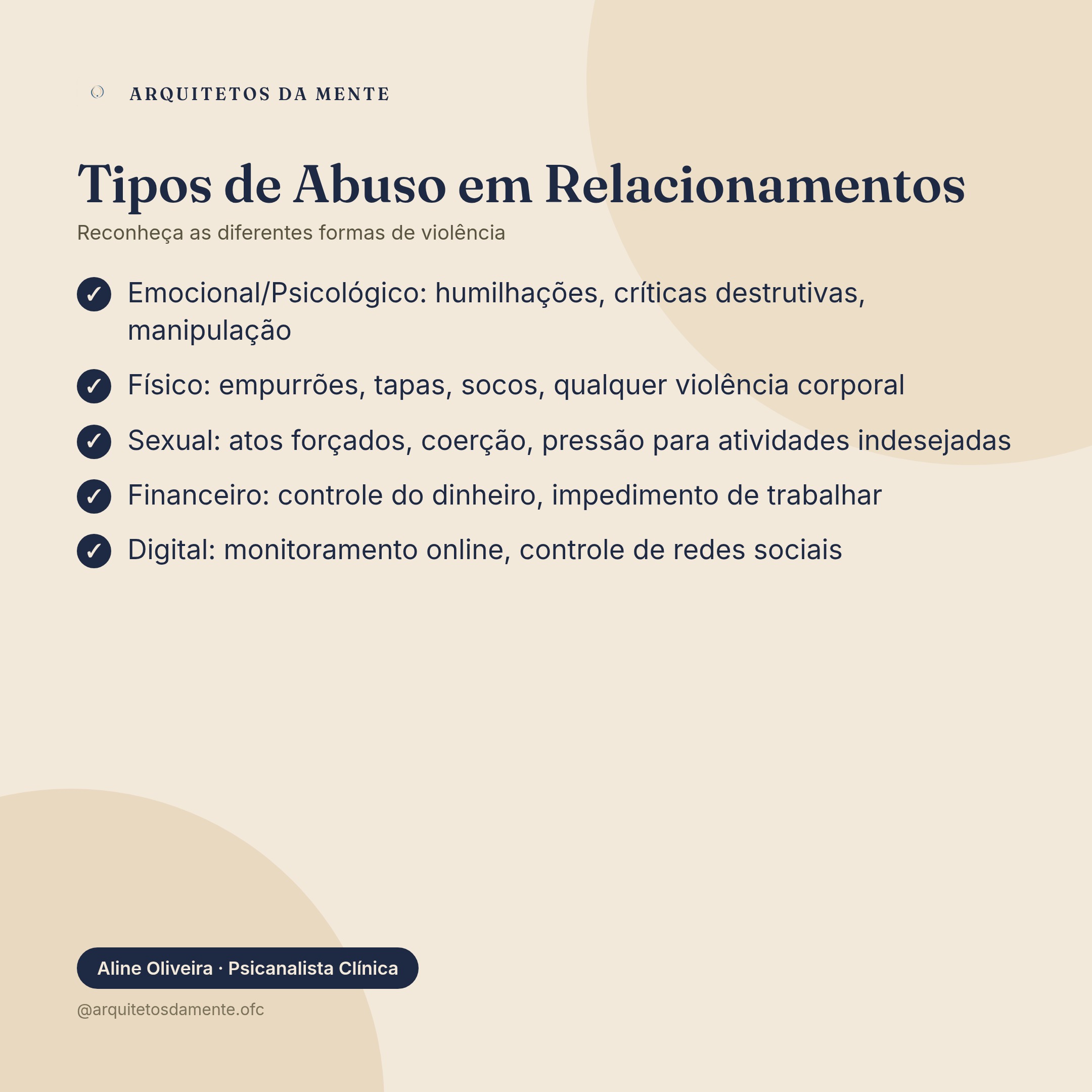 Infográfico sobre os tipos de relacionamento abusivo mostrando as diferentes formas de violência