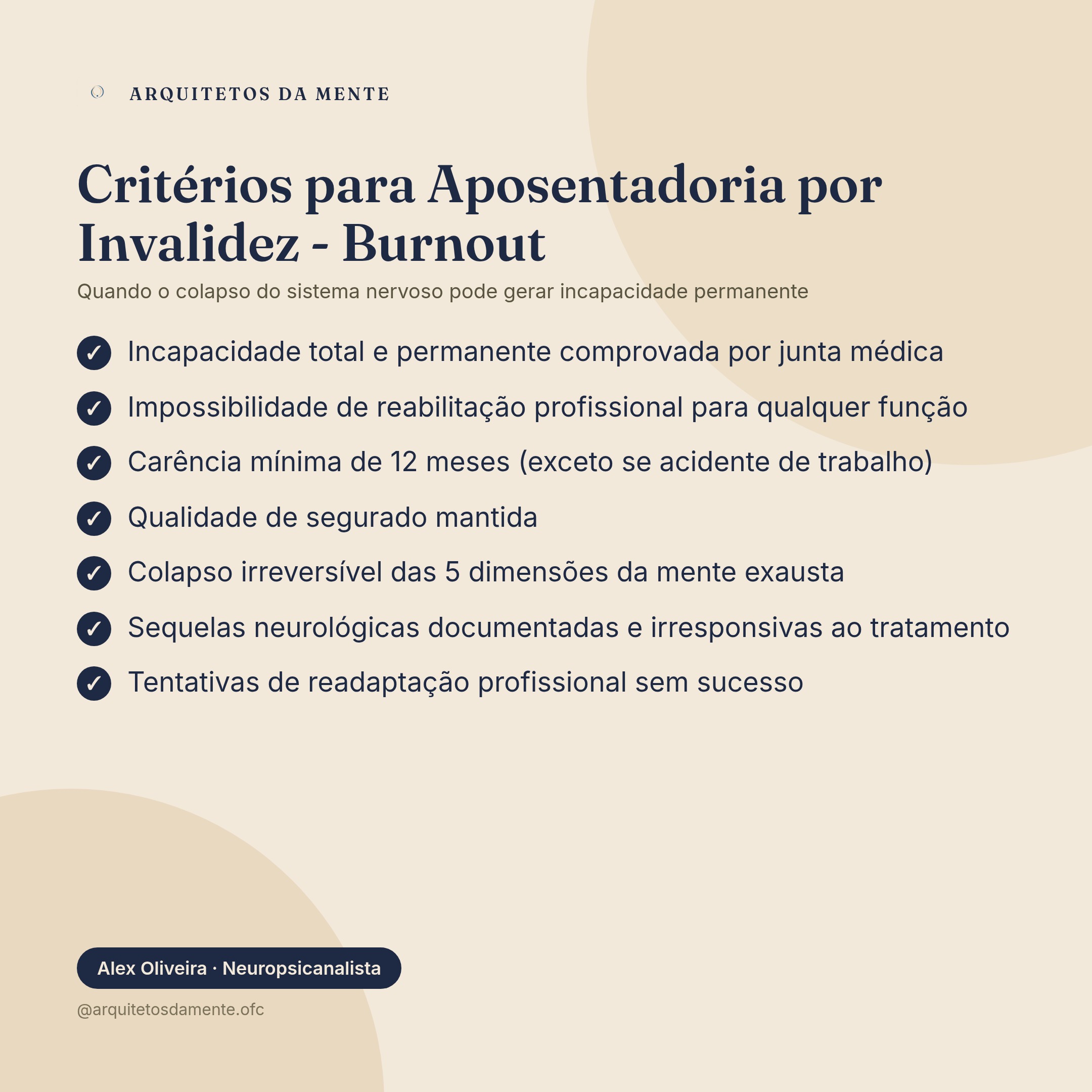 Critérios para aposentadoria por invalidez no burnout INSS: avaliação de incapacidade permanente