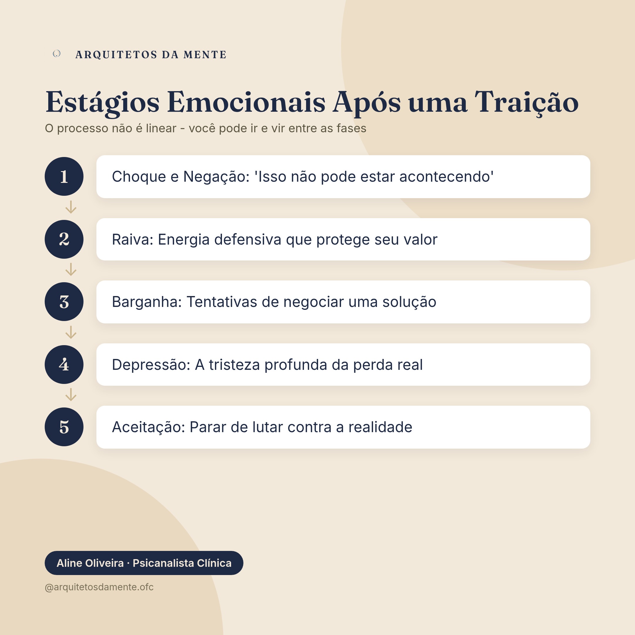 Ciclo emocional após traição com estágios de recuperação