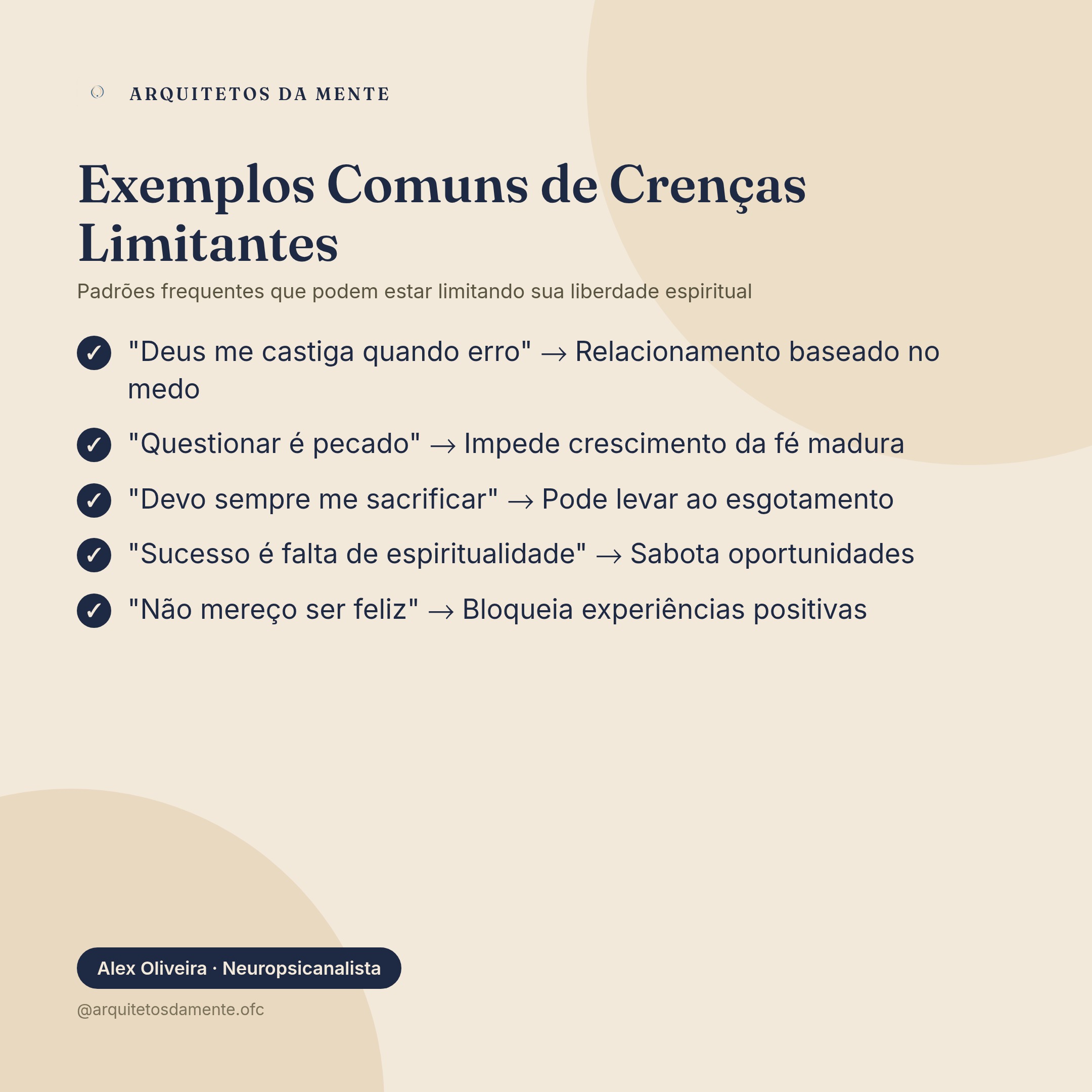 Exemplos de crenças limitantes religiosas e suas possíveis ressignificações em formato de tabela