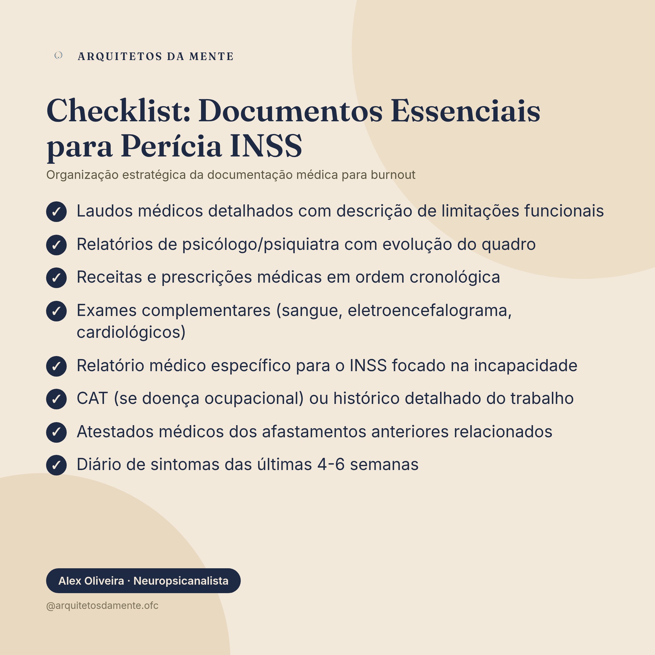 Checklist de documentos essenciais para perícia INSS burnout: laudos médicos e comprovações